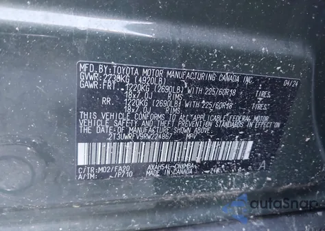 2024 Toyota Rav4 Hybrid Woodland Edition из США, поврежденный, VIN 2T3UWRFV9RW224867